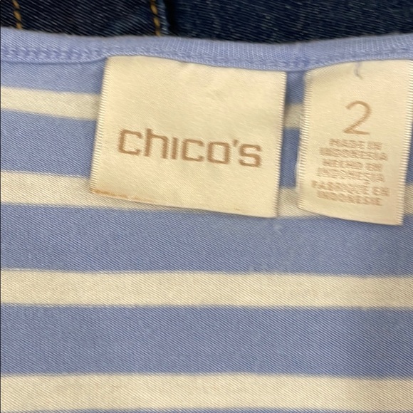 Light blue stripe Chico’s top - Picture 2 of 2